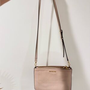 Michael Kors Pink Leather Crossbody Bag with Gold Hardware